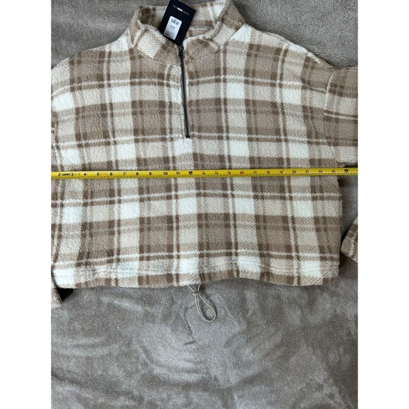 Fashion Nova Plaid 1/2 Zip Fleece Pullover Sweater Winter - Picture 8 of 15